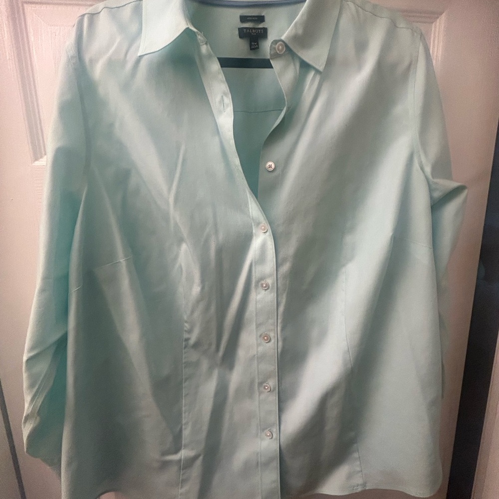 Talbots Pale Mint Green Button-Down Shirt